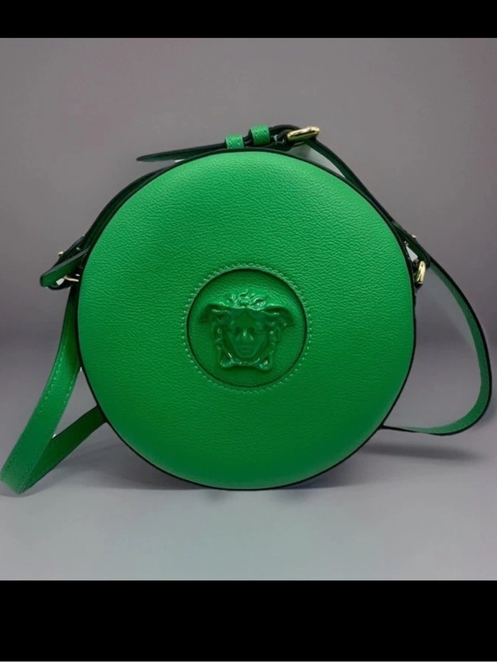 Versace Medusa Head Leather Round Bright Green Crossbody Bag $1325 NWT